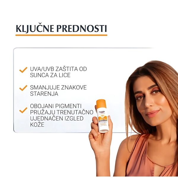Eucerin SUN tonirana krema za lice sa SPF50 svijetla nijansa - Image 2